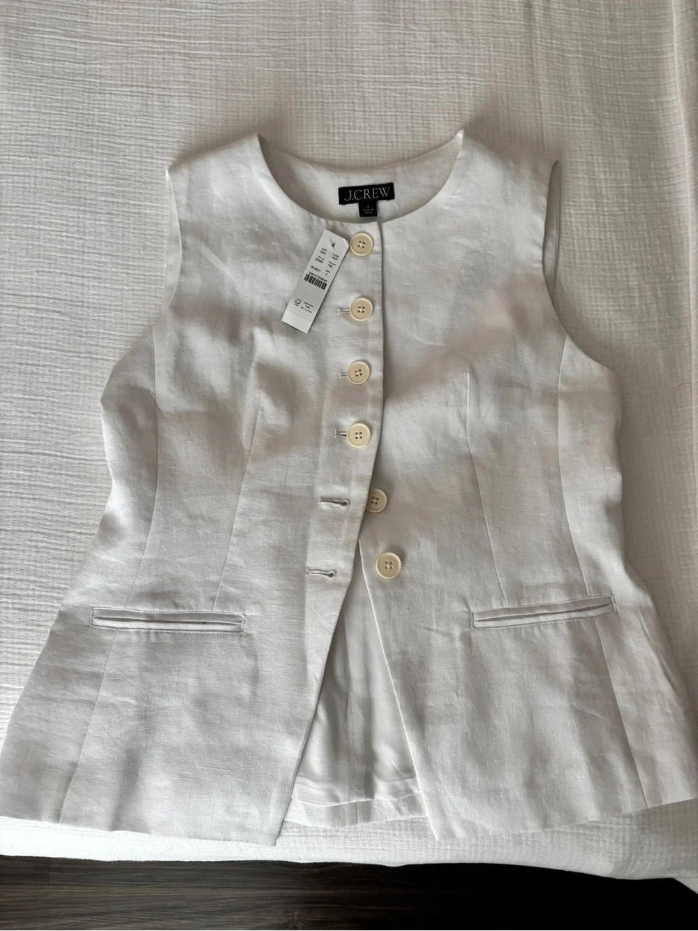 J Crew Cutaway vest top in white linen